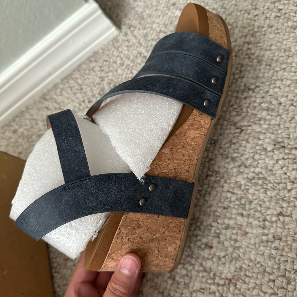 Very G Hariett Wedge Sandals-Navy Blue Size 7 1/2 - Picture 6 of 6